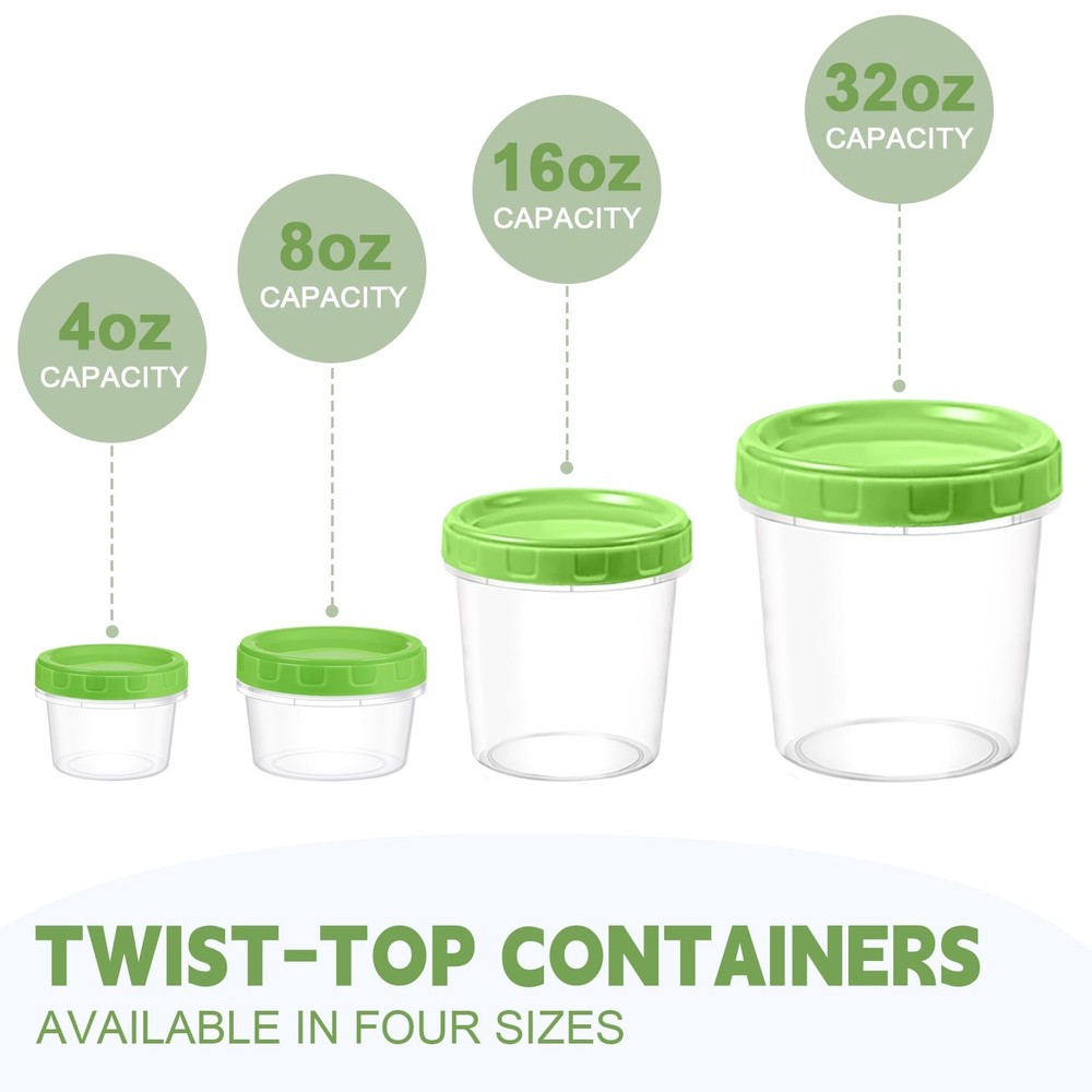Yomarket 4 oz Small Plastic Containers with 4 oz, Multicolor-B(24pcs 4oz)