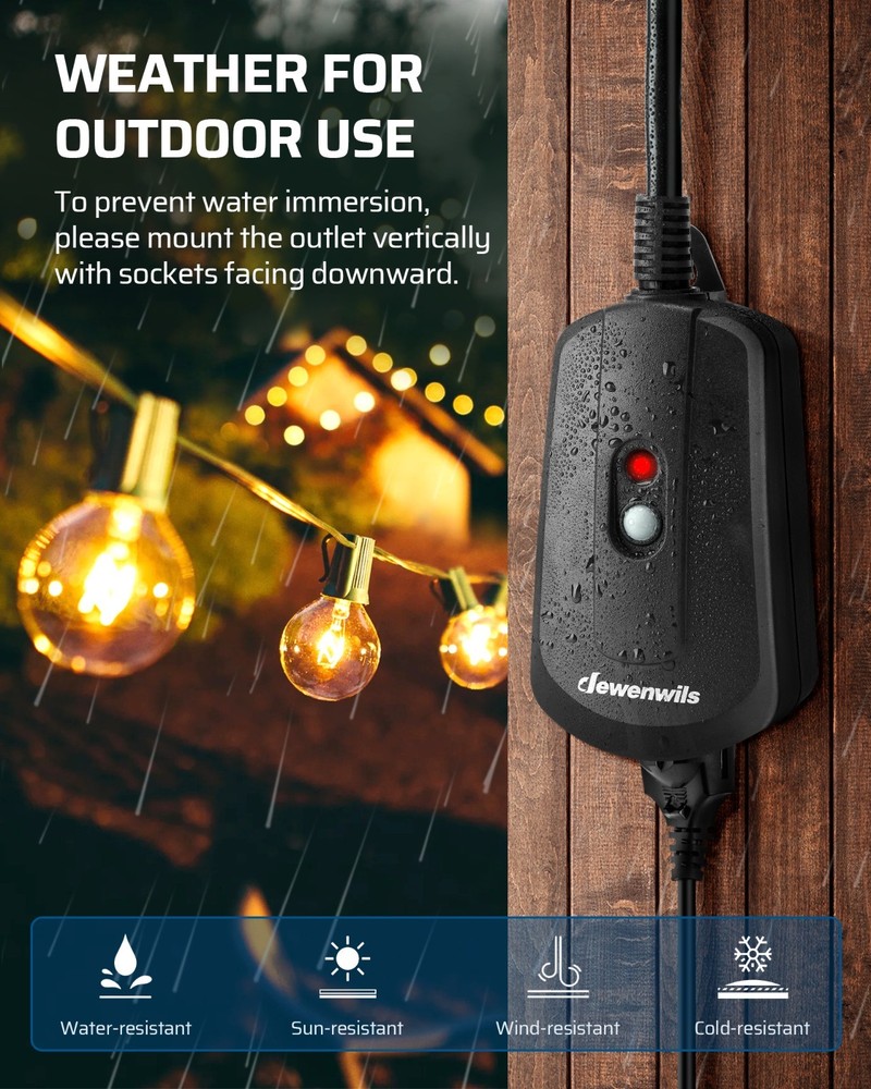 DEWENWILS Outdoor Remote Control Light Switch Waterproof 15A Heavy Duty