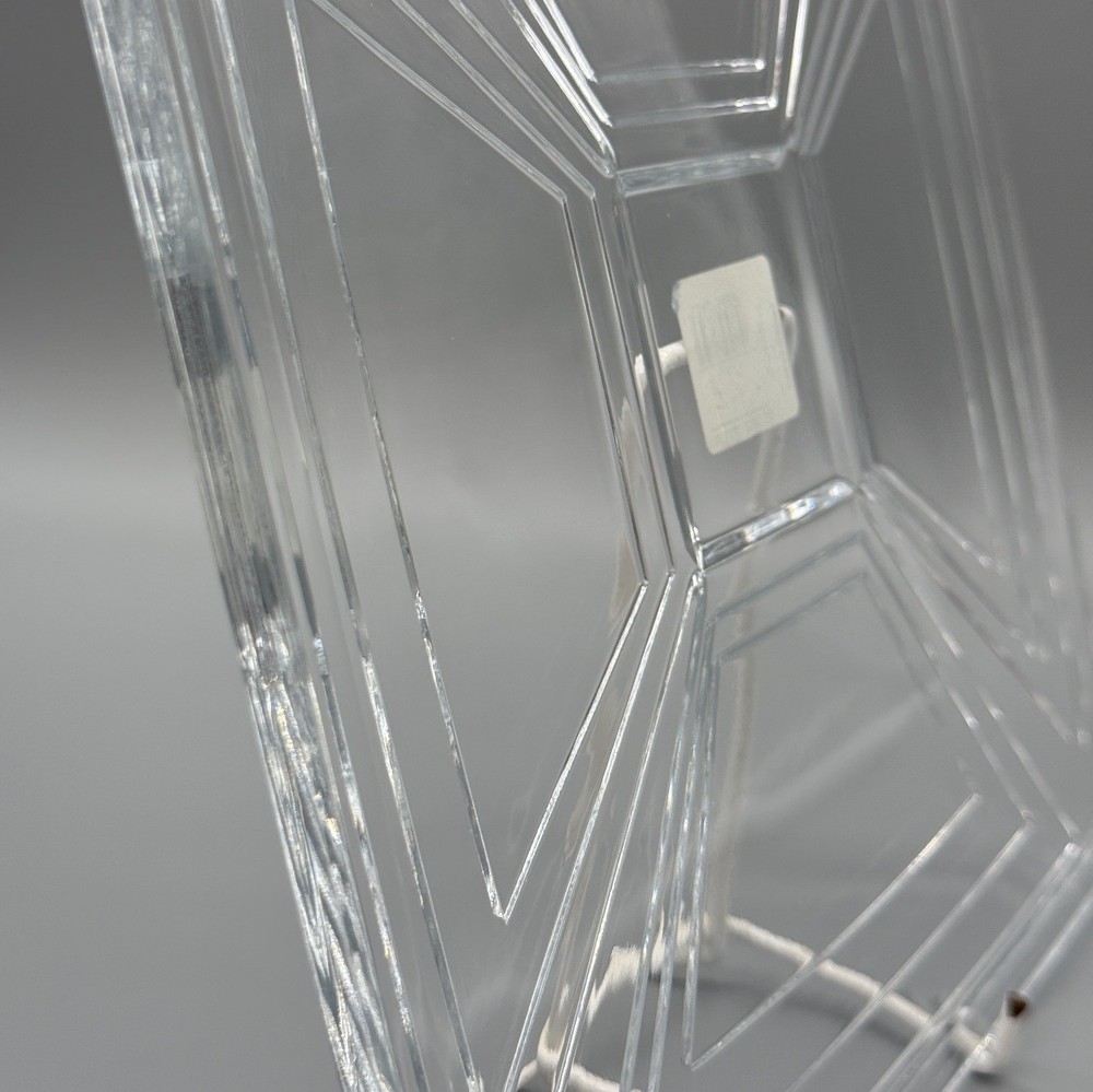 Square Clear Glass Decorative Dish With Geometric Design