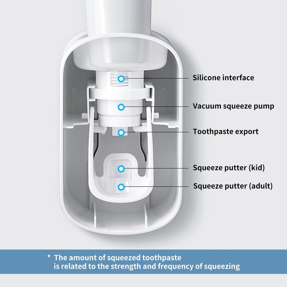 MOPMS Toothpaste Dispenser Wall Mounted for Bathroom Automatic Gray