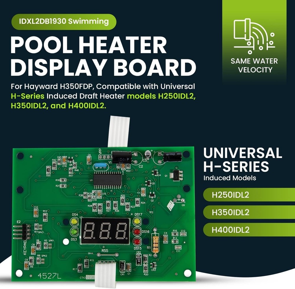 Display Board Replacement for Hayward Universal Low Nox Draft Heater IDXL2DB1930