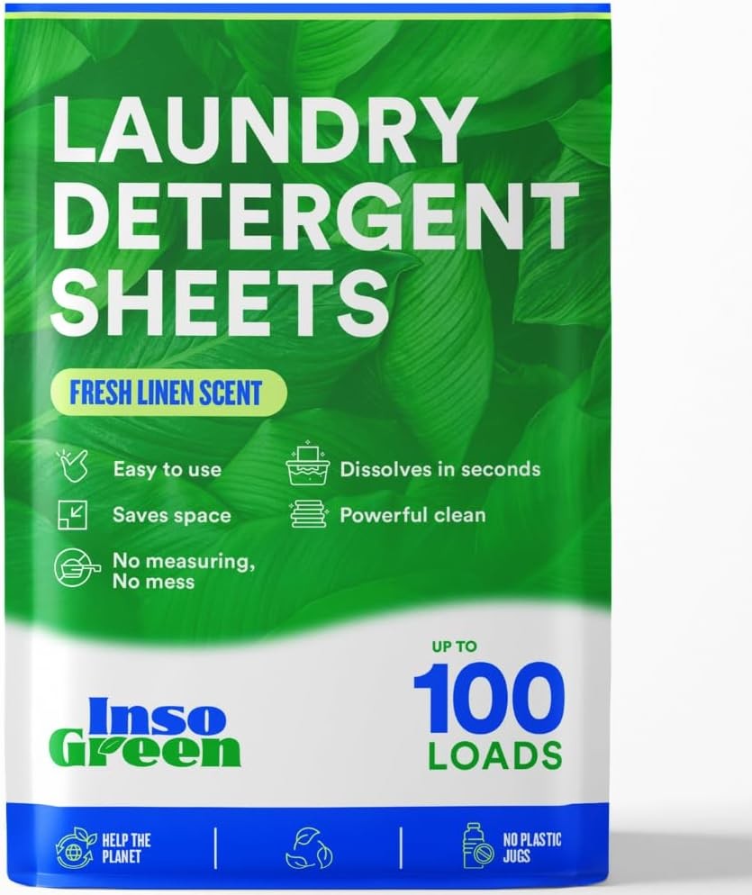 Eco Washer Sheets Deternt - 100 Loads, Zero Plastic Jugs, No M &