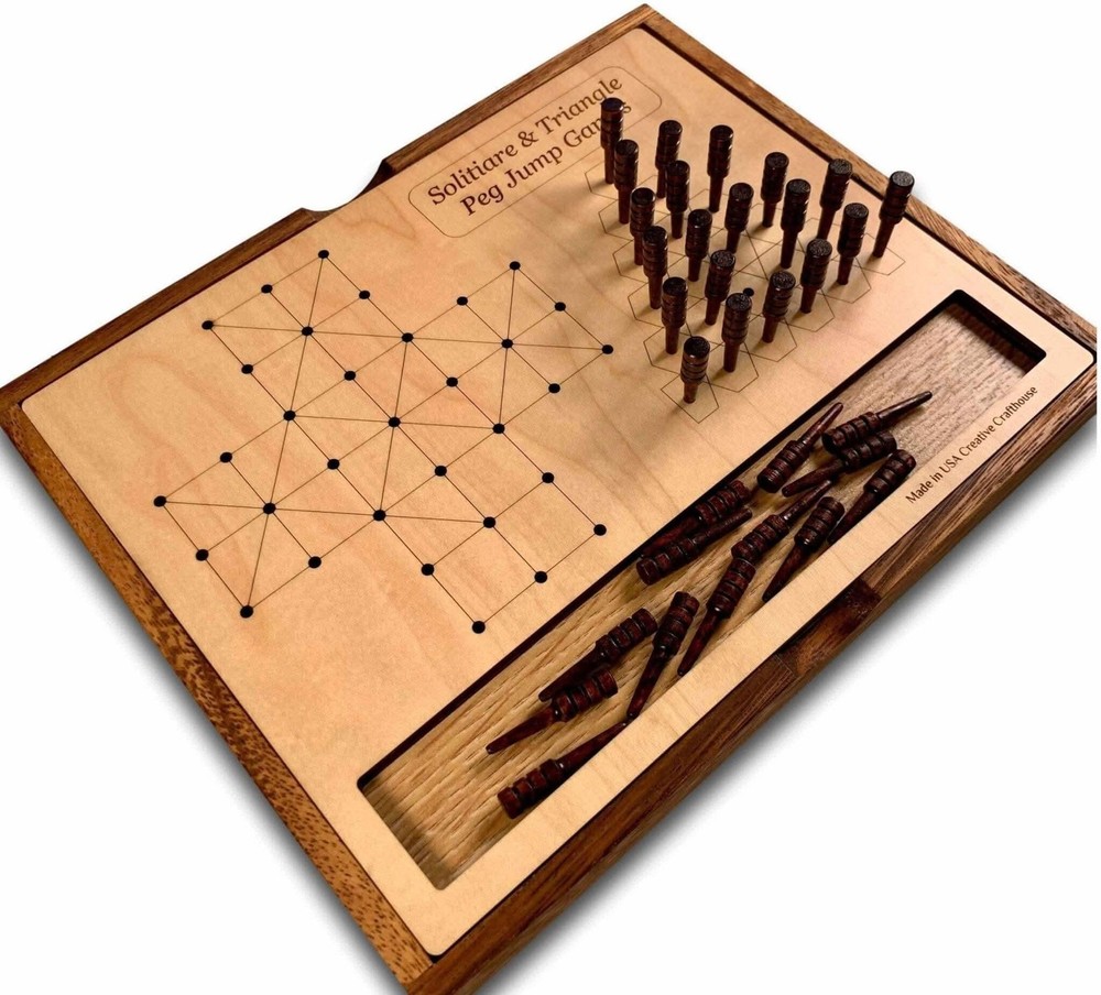 Solitaire & Triangle Peg Jump Board Games