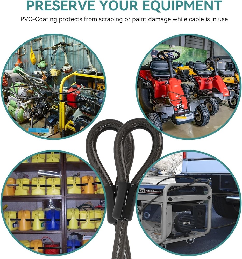 Heavy Duty Security Cable, Commercial Security Cable with Loops, Locking Cabl...