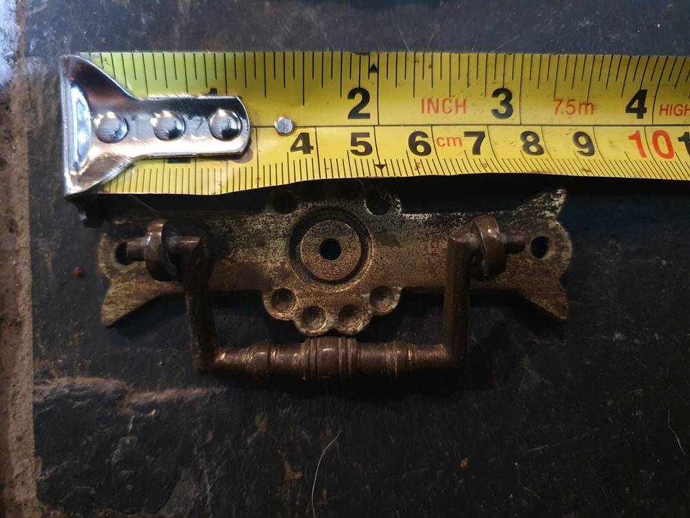 4 Antique Arts & Crafts solid brass pull Handles 8.5cms wide Aesthetic Original