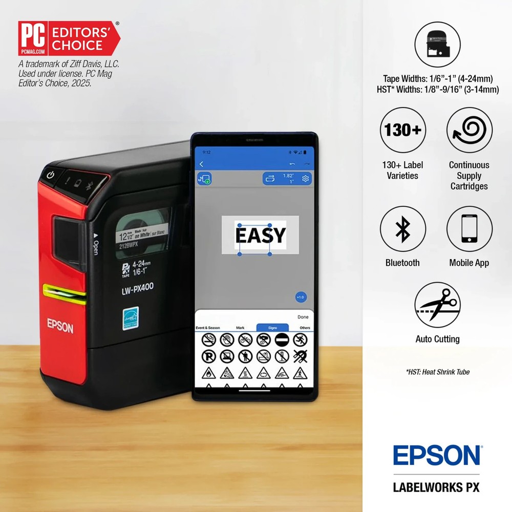 Epson LW-PX400 Industrial Label Maker Bundle Kit (Portable Wireless Printer)