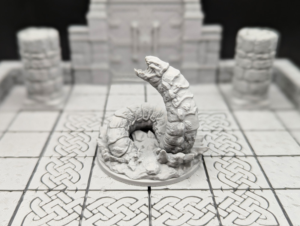 Giant Burrowing Worm Set (3) 3D Printed D&D RPG Miniatures