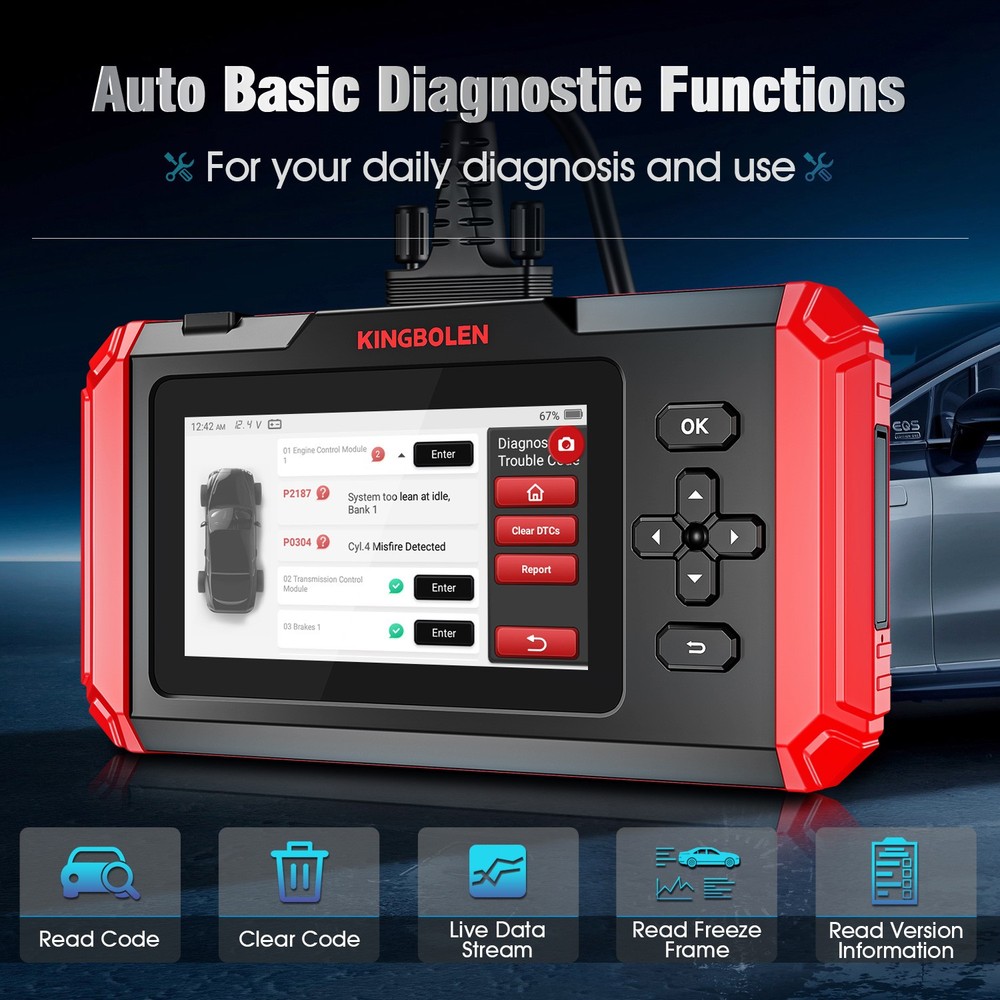 2026 KINGBOLEN S500 Car OBD2 Scanner Diagnostic Tool Engine ABS SRS Code Reader