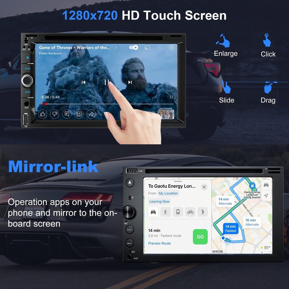 7" Touchscreen Car Stereo CD Bluetooth 5.2 CarPlay Android Auto w? Backup Camera