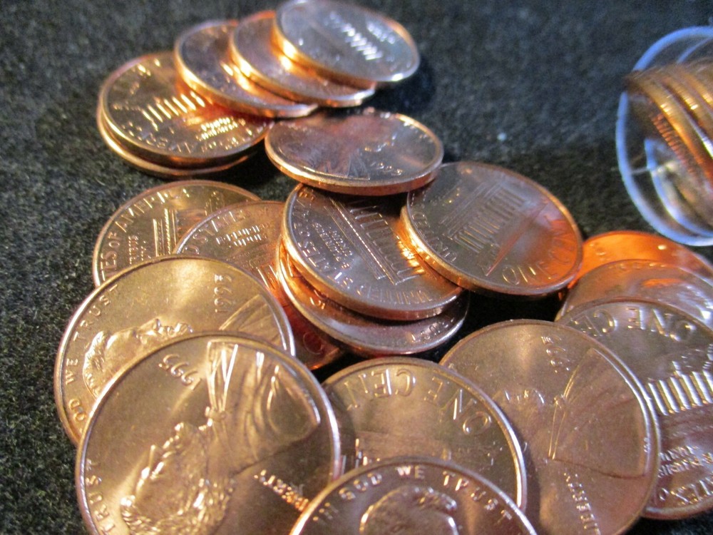 1995 LINCOLN CENT ROLL GEM BU XX2