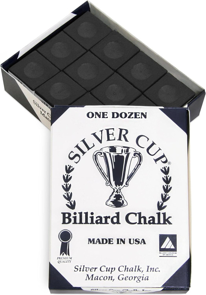 SILVER CUP Billiard CHALK - ONE DOZEN (Black)