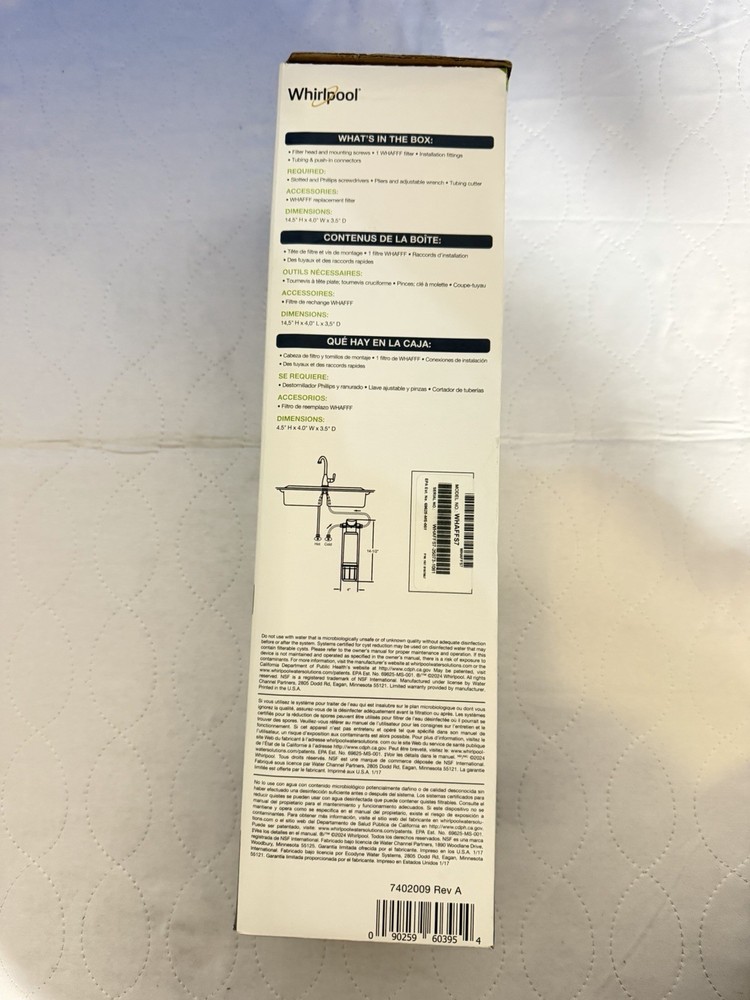 Whirlpool KITCHEN & BATH UNDERSINK WATER FILTRATION SYSTEM