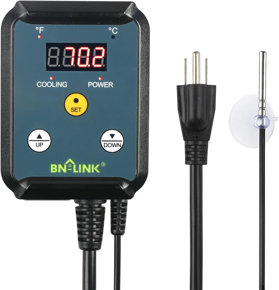 Digital Cooling Thermostat Controller, Temperature Controlled Outlet for Attic F