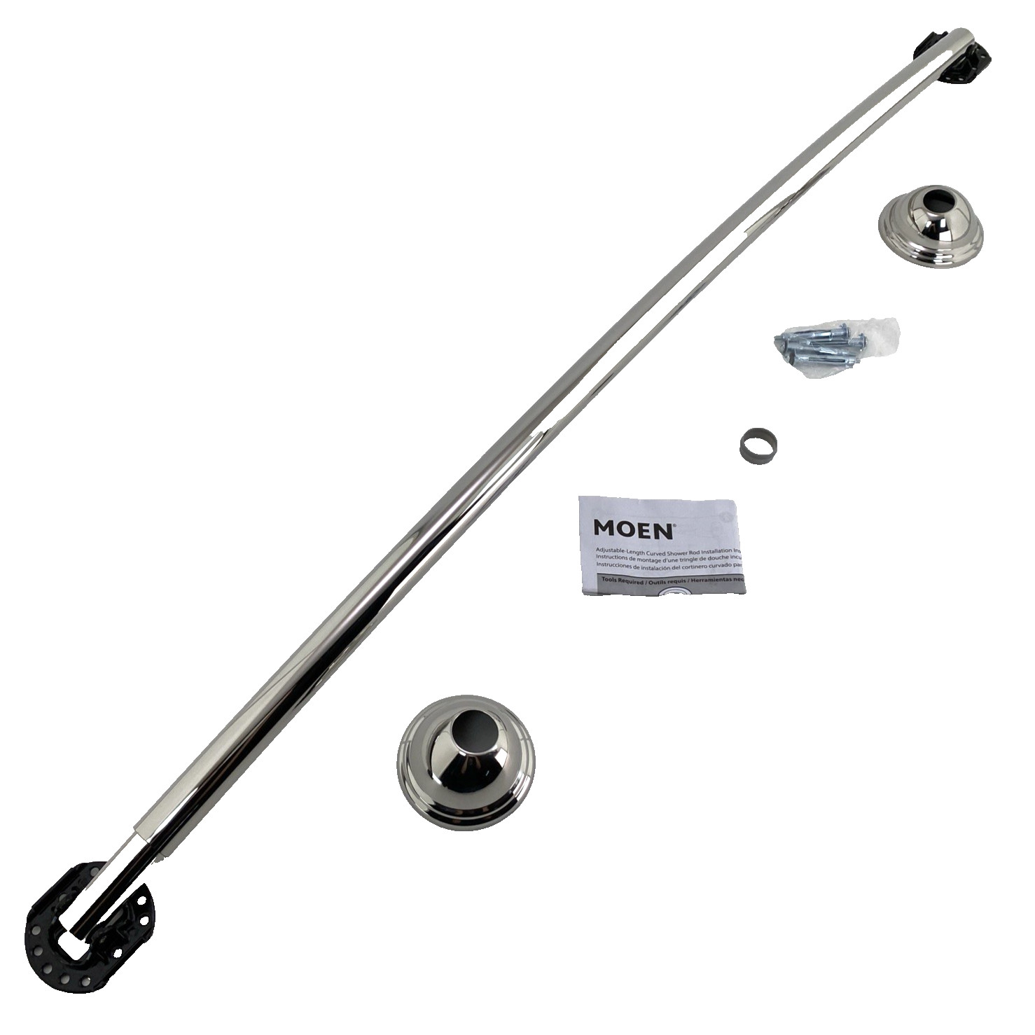 MOEN Chrome 54"-72" Adjustable Curved Shower Rod 🆕 CSR2160CH fixed mount single