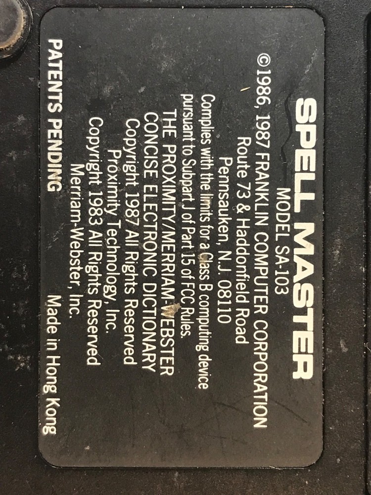 Vintage Franklin Spell Master Handheld portable Computer Model SA 103