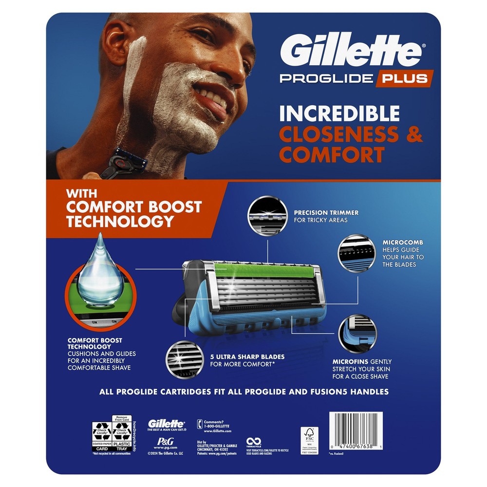 Gillette Proglide Plus Razor Cartridge Refills, 16-count