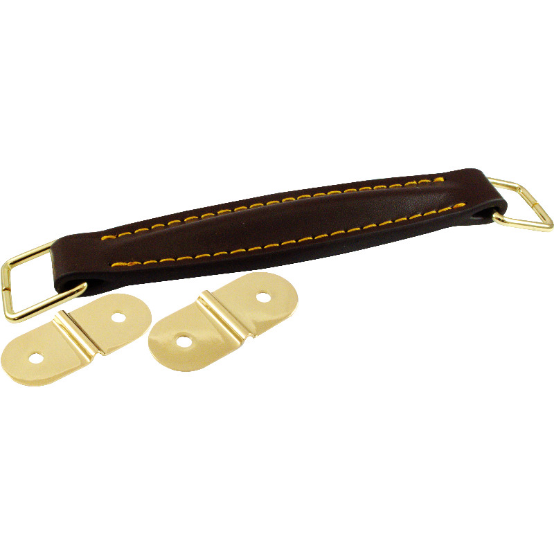 Handle, Leather amplifier-style strap with mounting hardware, Color: Brown