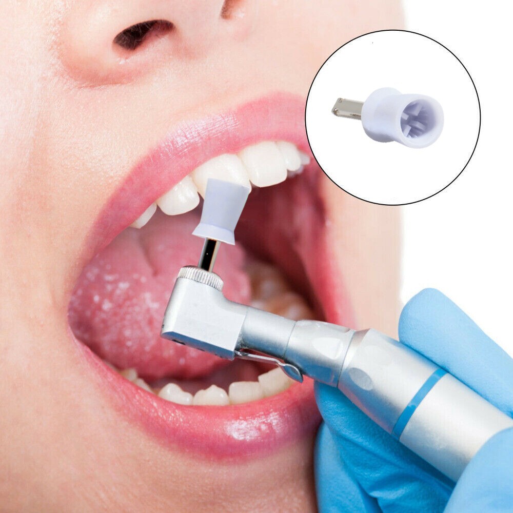 100Pcs Dental Rubber Prophy Teeth Polishing Cups Polish Latch Type Brushes White