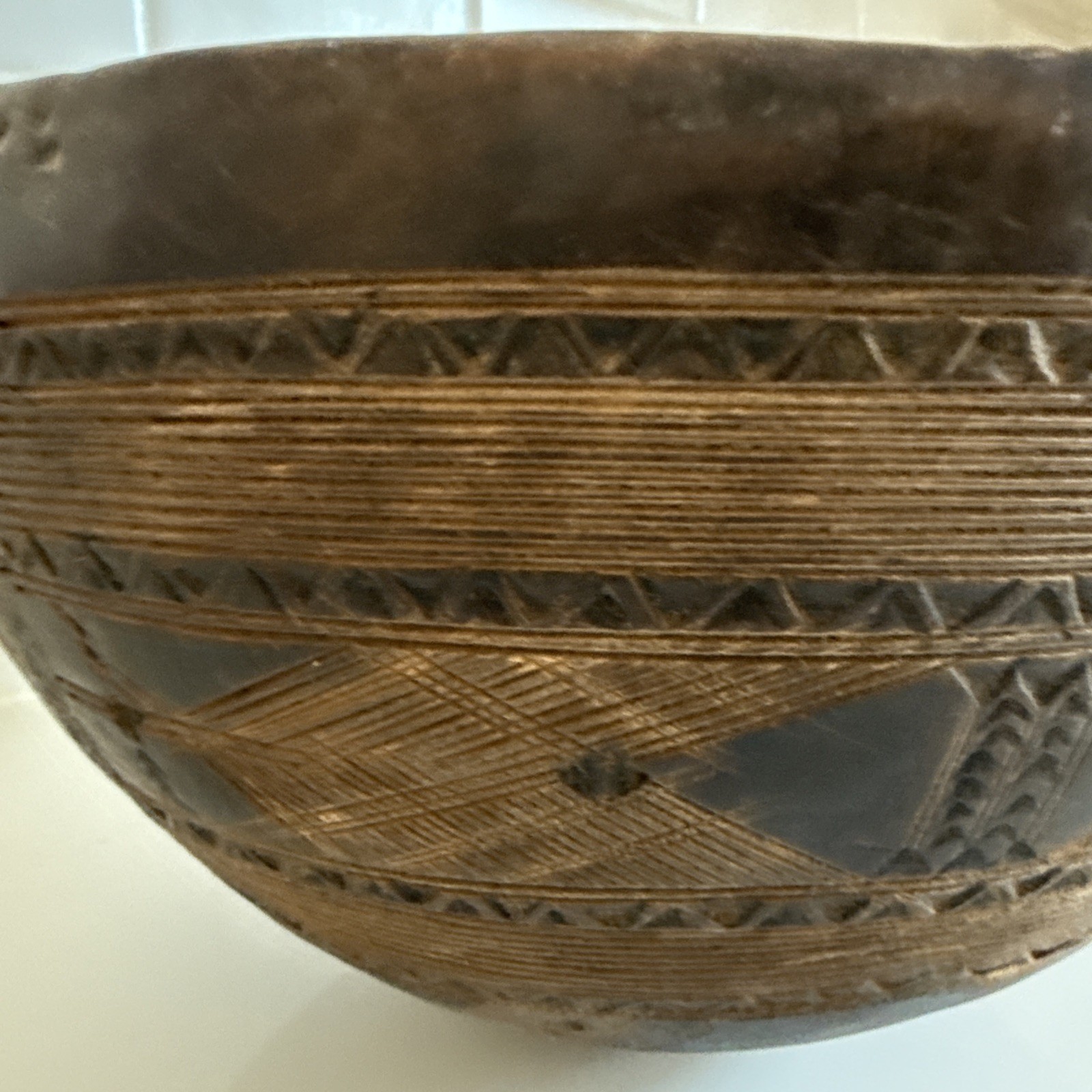 Incised Wood Bowl African