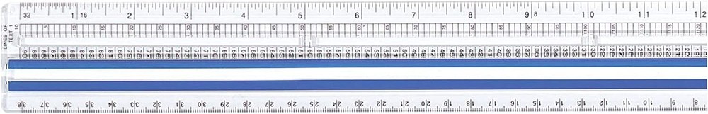 Data Processing Magnifying Ruler, 2X Magnification, 1/16-Inch & Tenths Scales...