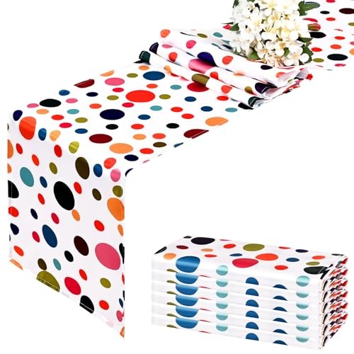 12 Pack Colorful Polka Dots Table Runner,Long Rustic Regular Dots PATTERN