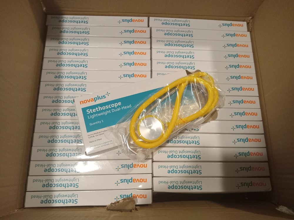 30 Count Kerma #V4330A NovaPlus Stethoscope, Lightweight Single-Head, Yellow