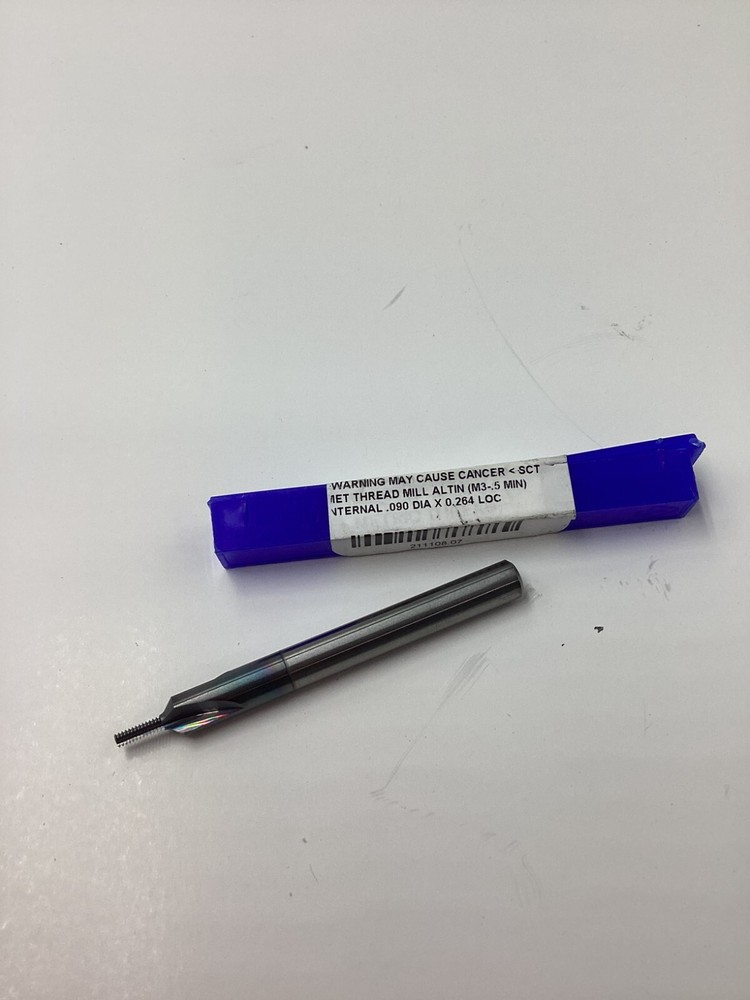MSC Straight Flute Thread Mill Internal 3FL 1/4" Shank Solid Carbide 60024007
