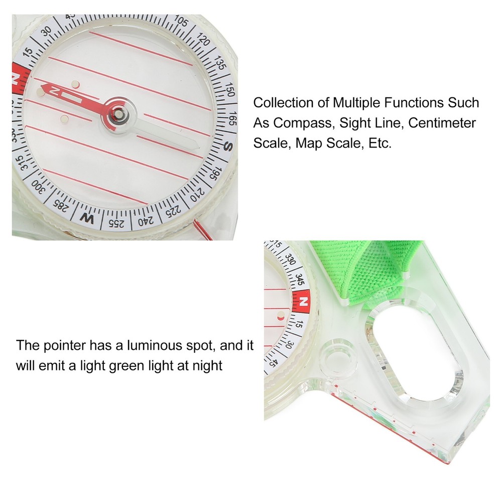 Orienteering Compass Clear Scale ABS Multifunction Thumb Compass With Luminous