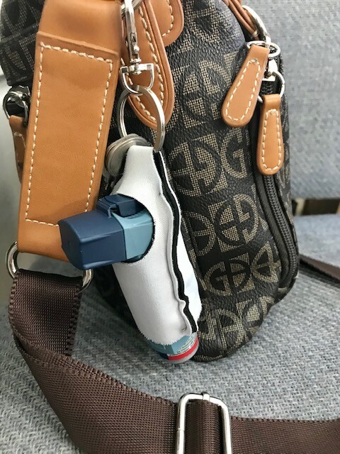 Asthma Inhaler Holder Case Solid White Sleeve COPD Inhaler Keyring Lanyard
