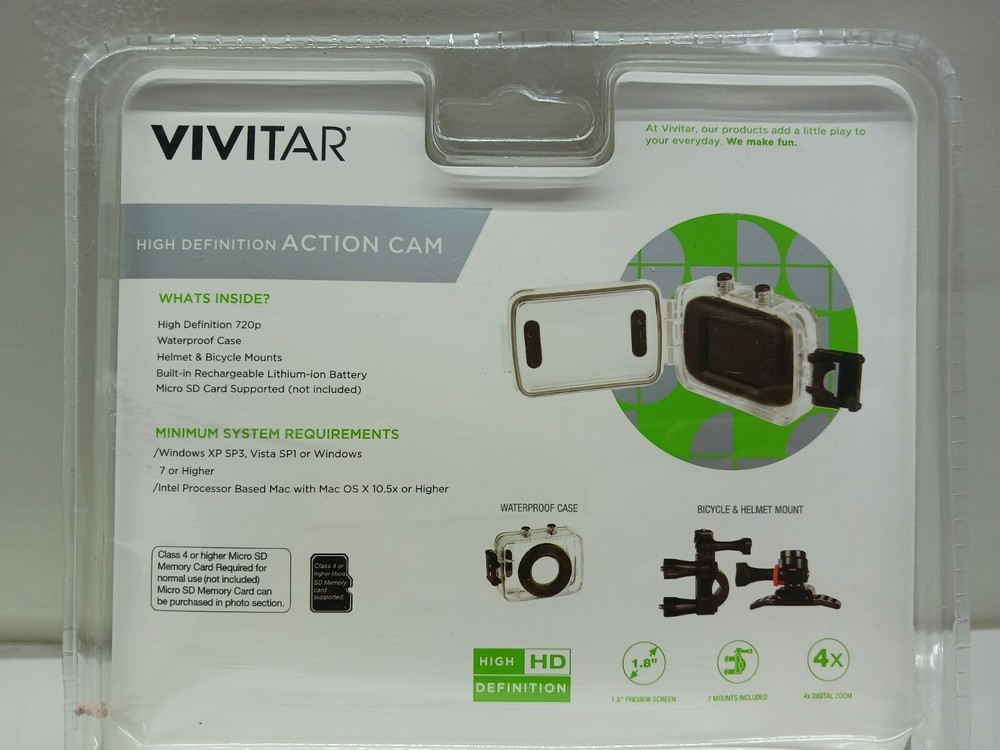Vivitar DVR781HD Make a Splash Action Cam w/Waterproof Case Gray