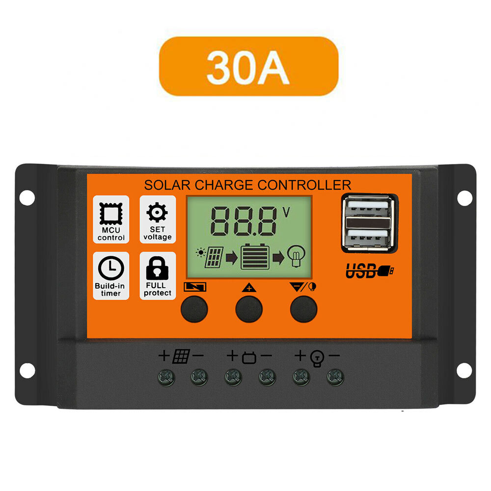 30-100 Amp 12V/24V DC PWM Solar Charge Controller Panel Regulator Auto