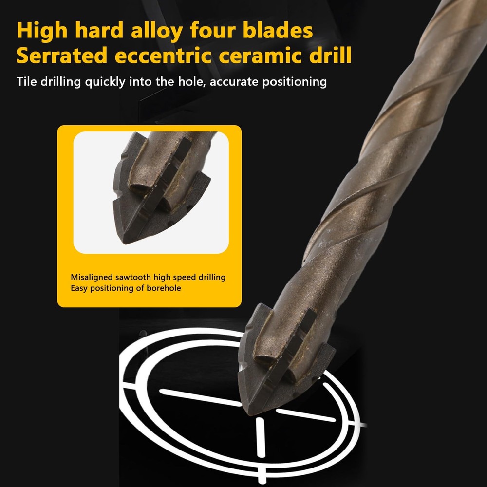 Honkdtyun 10 Count Four Edged Serrated Eccentric Drill Bit Set,New...