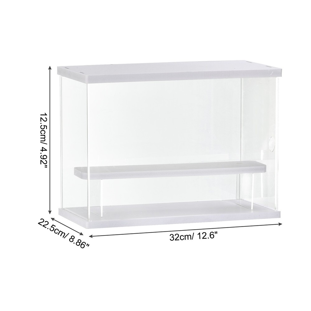 Clear Acrylic Display Case with LED Light 1 Tier Dustproof Showcase Cube Storage