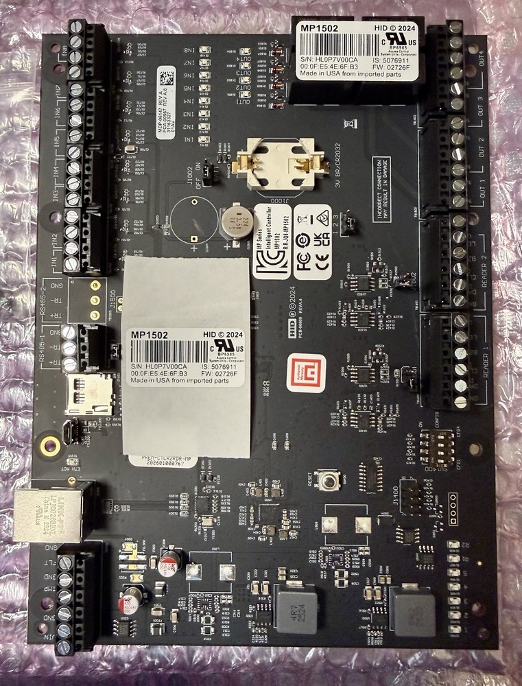 Mercury Security MP1502 Intelligent Controller (2 Readers, 8 Inputs, 4 Outputs)