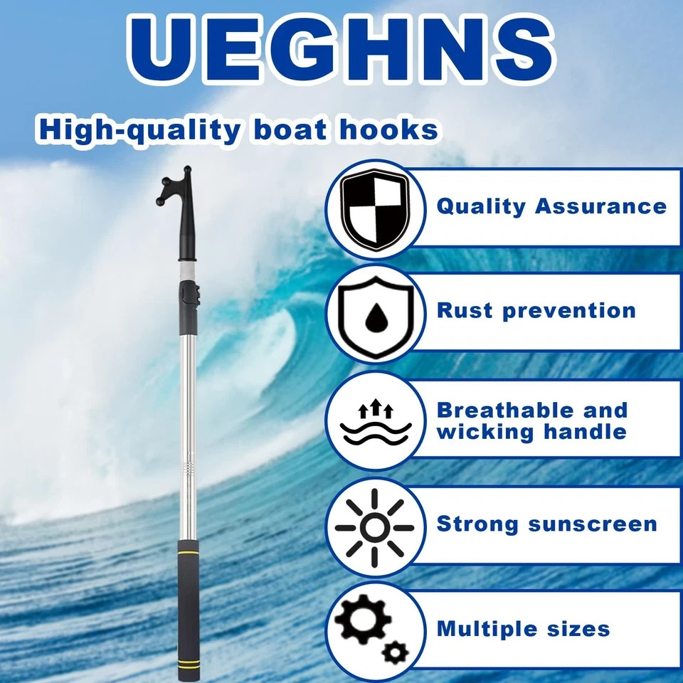 Telescoping Boat Hook Pole for Docking, 2.46-12ft Boat Hook long handle heavy...