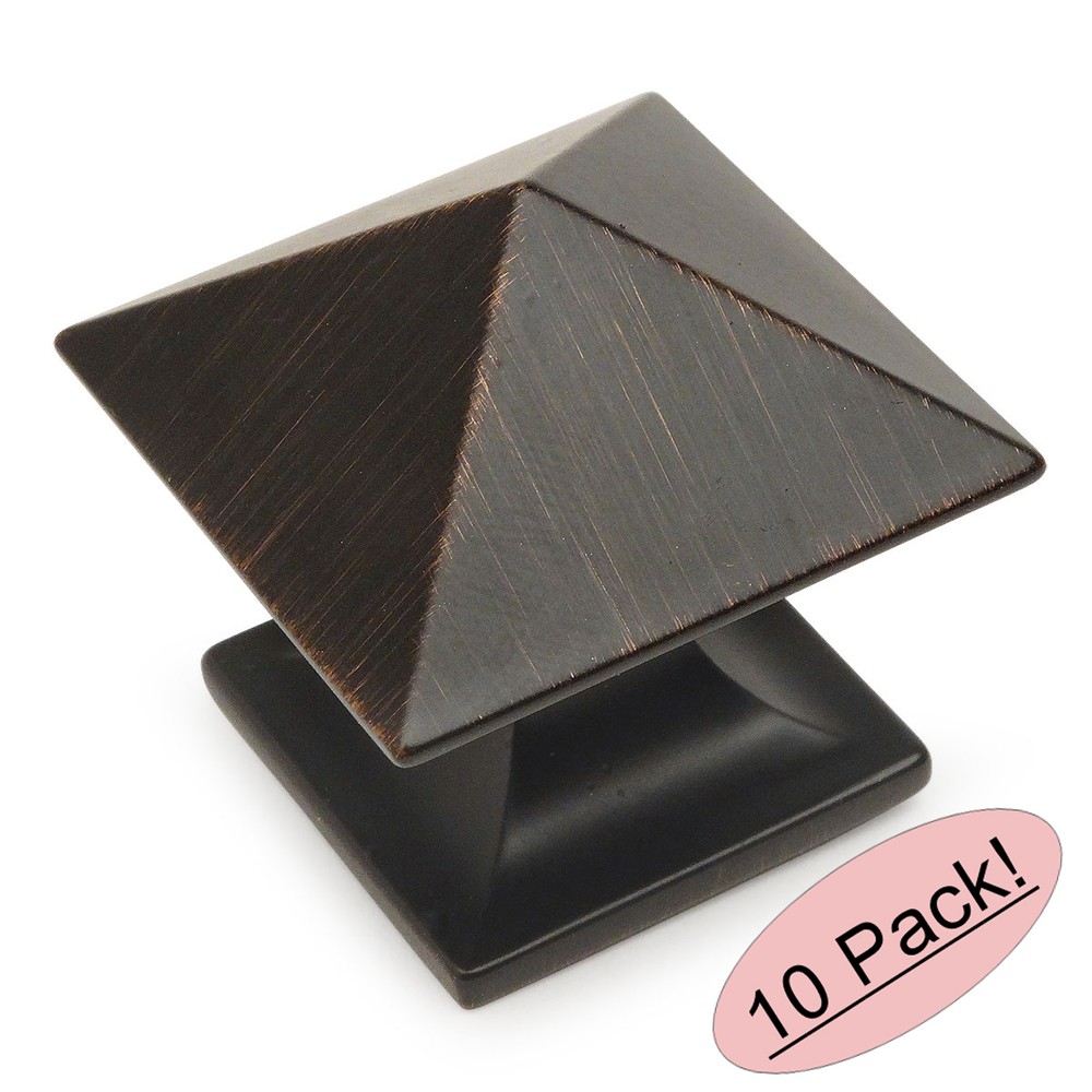 *10 Pack* Cosmas Oil Rubbed Bronze Square Cabinet Knobs #10555ORB