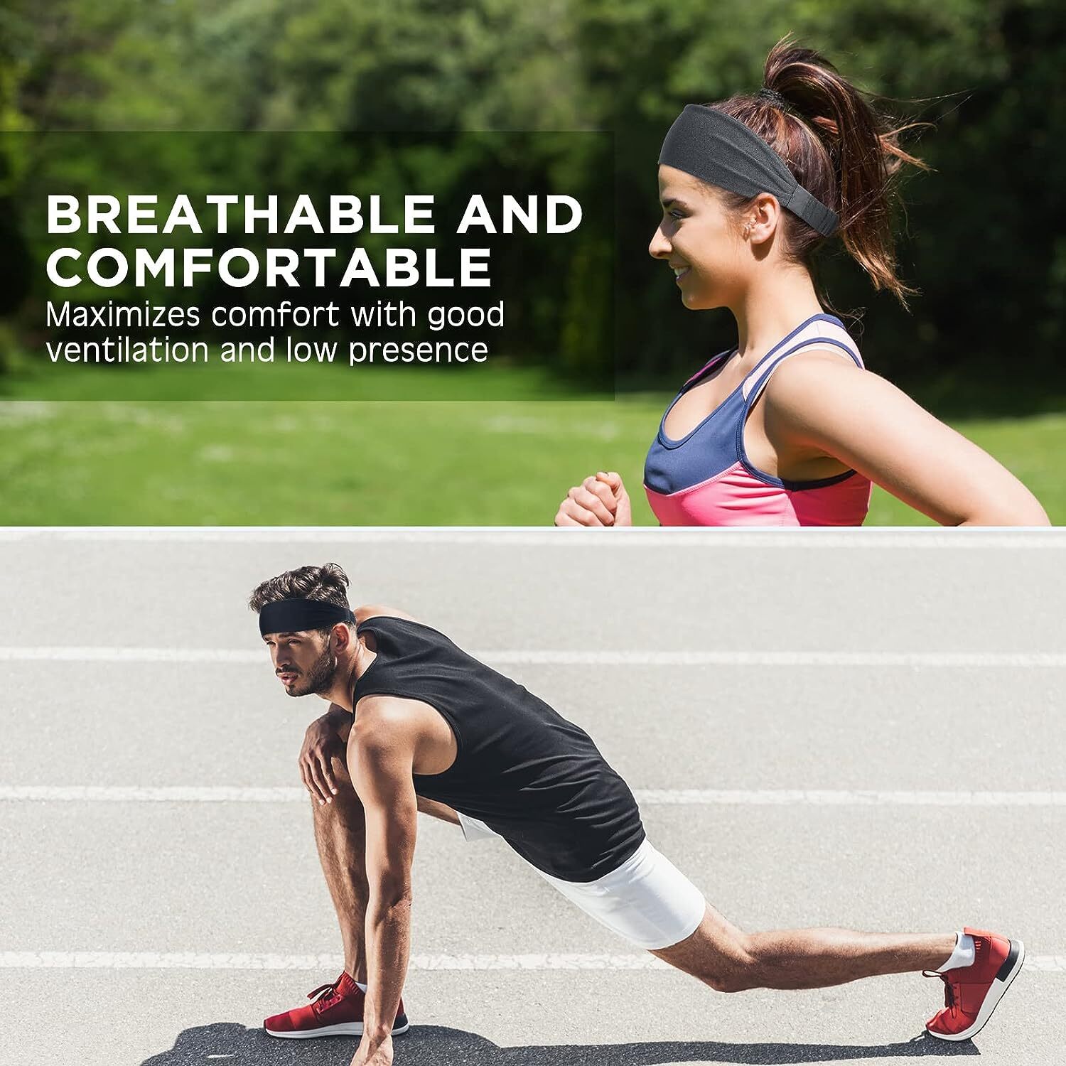 3PCS Sports Headband Anti-Sweat Band Running Yoga Stretch Head Bands Men Women