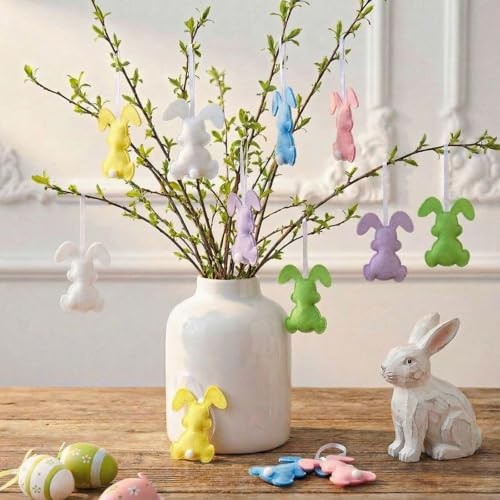 12 Pcs Easter Bunny Decorations Felt Bunny Hanging Ornaments Rabbit Calssic