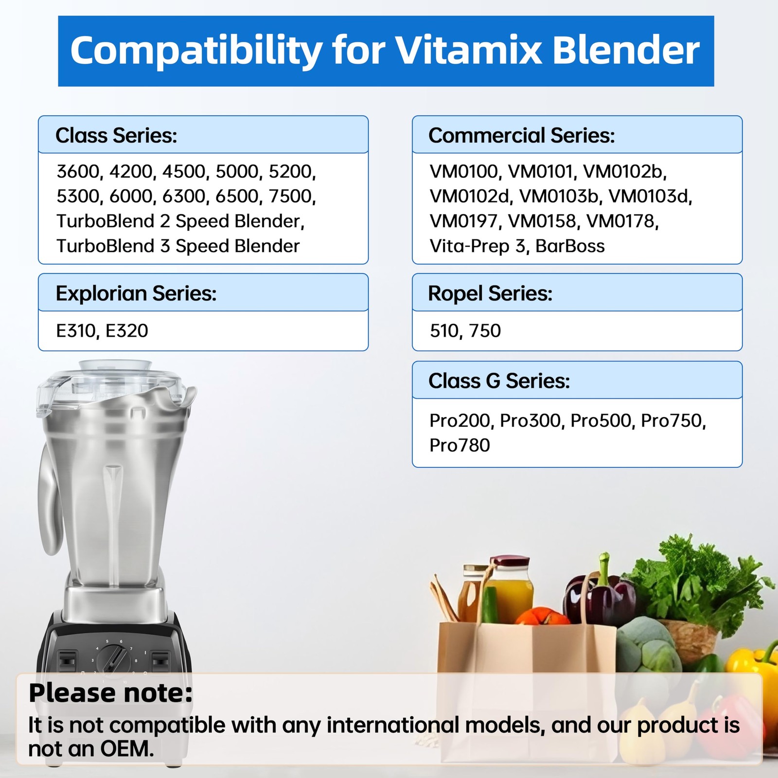 Stainless Steel Blender Pitcher 48oz, Replace for Vitamix 5000 5200 6300 6500...