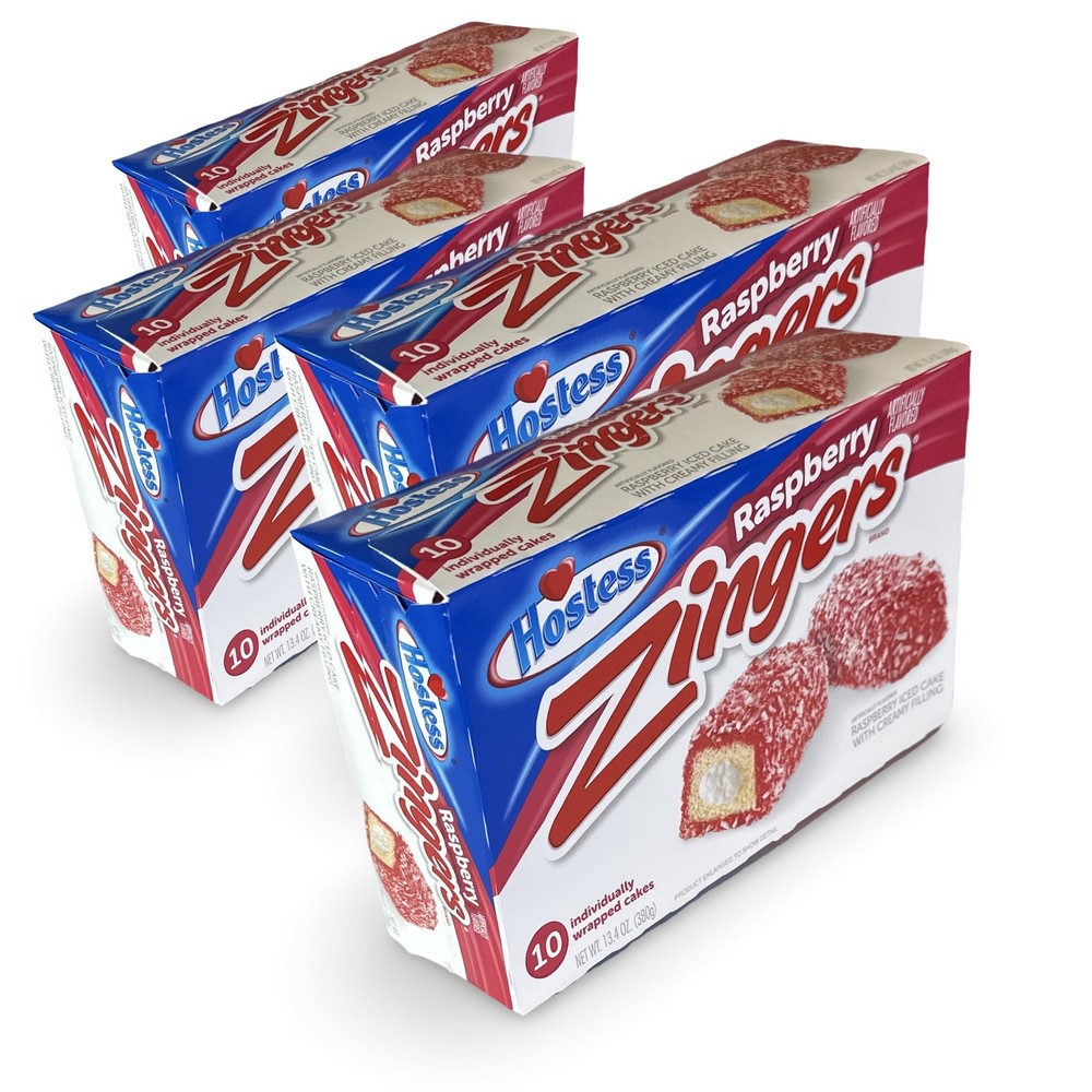 Hostess Raspberry Zingers Value Pack, 10 Individually Wrapped | 4 Box (40 Total