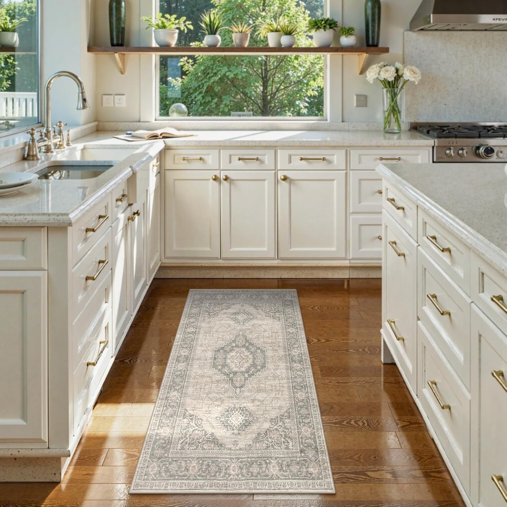 Lahome Oriental Small Area Rug, 2x4 Washable 2'x4'（Rectangular）, Grey/Brown