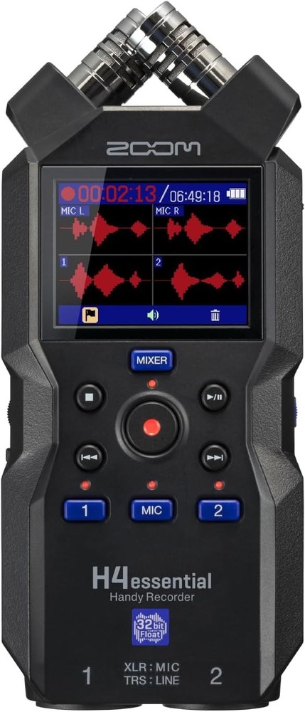 ZOOM H4essential Handy Recorder Black 32-bit float 4-track time code Podcas