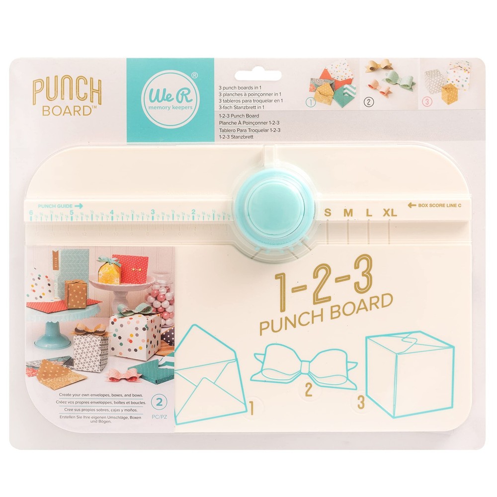 We R Memory Keepers 123 Punch Board, Create Custom Envelopes, Boxes, and Bows...
