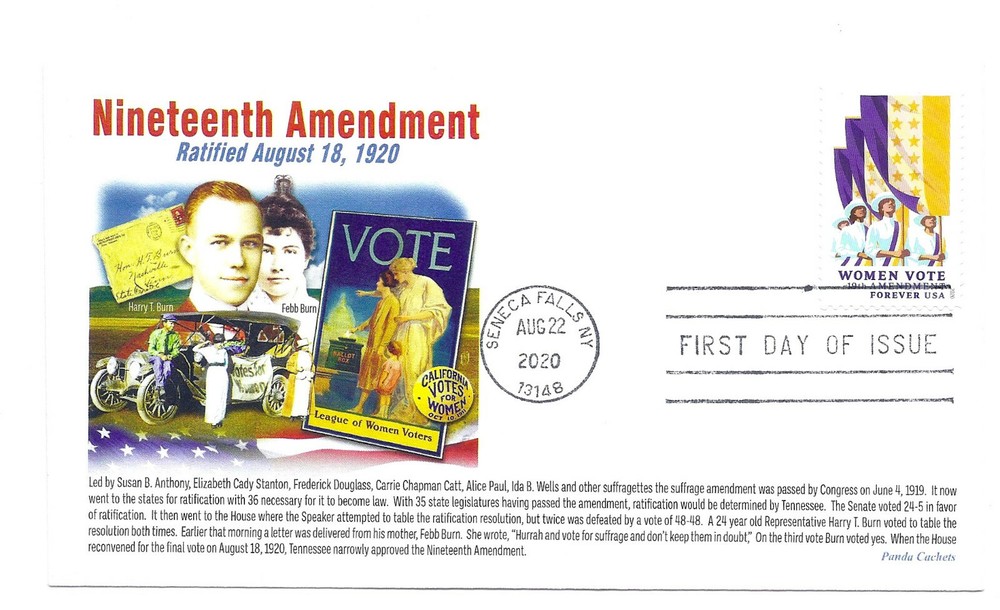 5523 Women Vote 19th Amendment Panda Cachets FDC