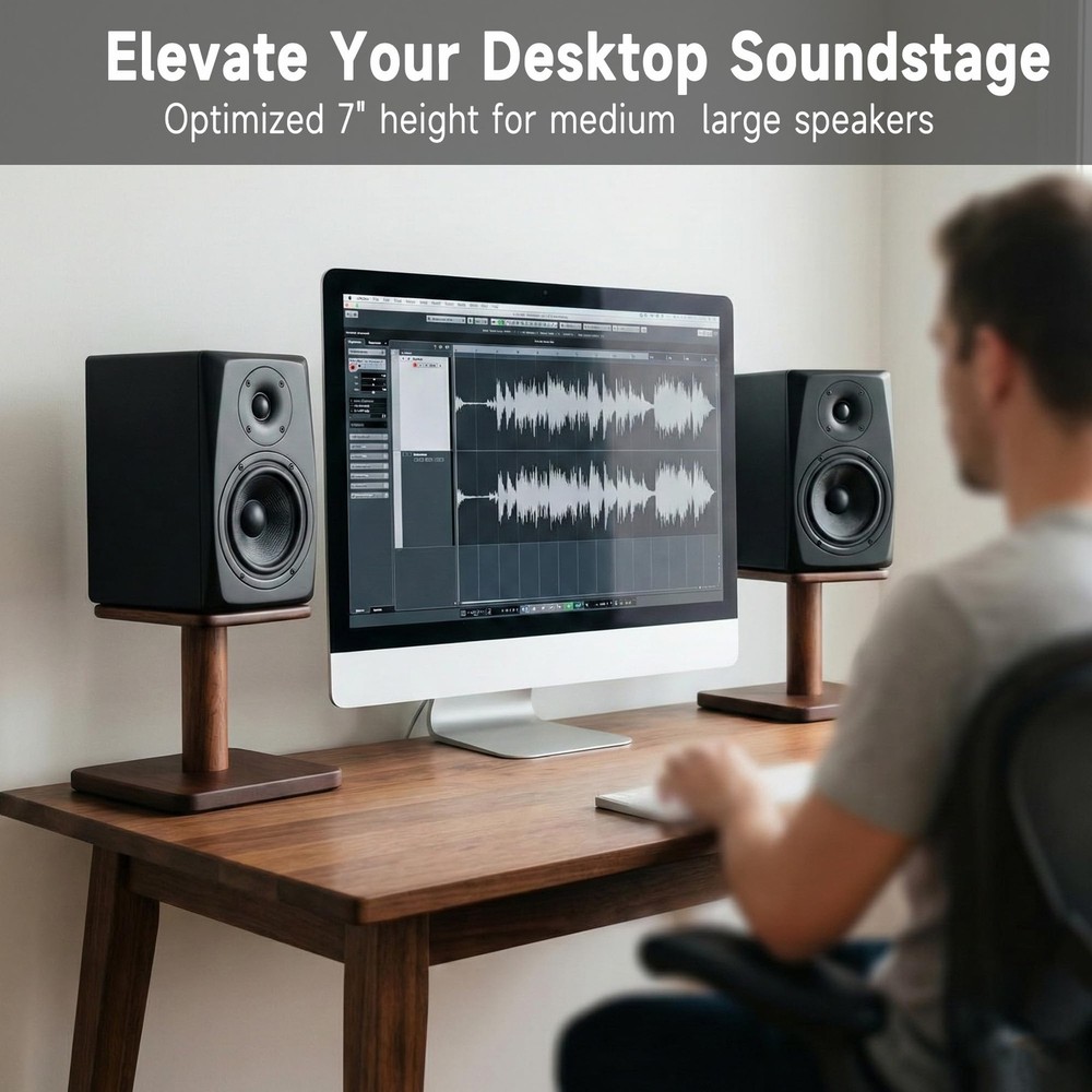 Speaker Stands Solid Wood 360° Rotatable Natural Oak DSS7 7