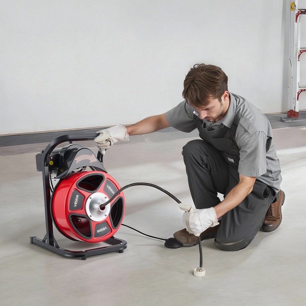 Sewer Snake Machine 50ft 1/2", 4 Interchangeable Cutters