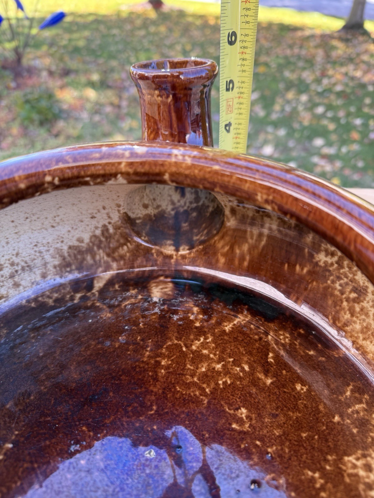 Antique 1800s Bennington Pottery Brown Splatterware Bedpan Urinal Chamber Pot