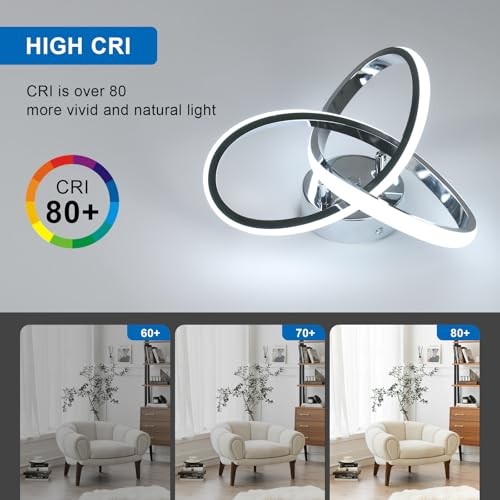 Modern Ceiling Light, 6500K Cool White Led Ceiling Light Fixture, Silver-6500K