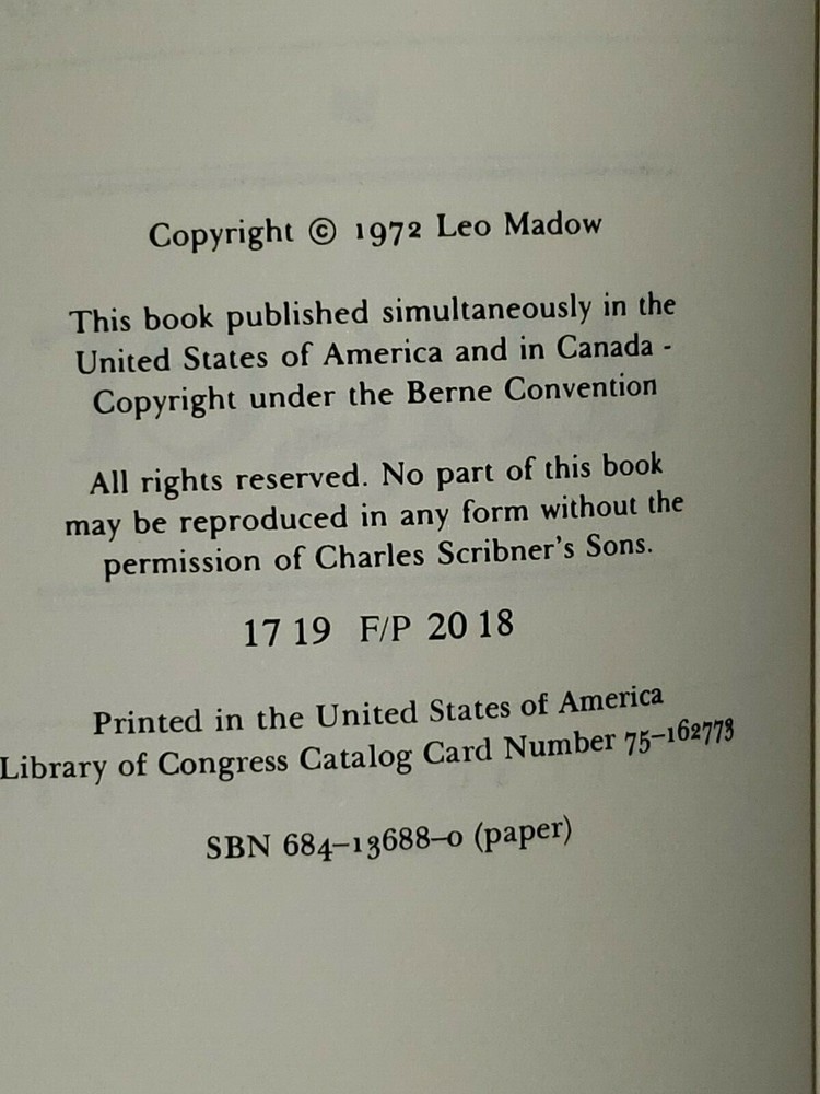 Anger: Leo Madow. Charles Scribner, Pub. 1972, Book Paperback