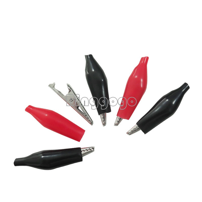 20pcs Red Black Soft Plastic Coated Testing Probe Aligator Clips Crocodile P2001
